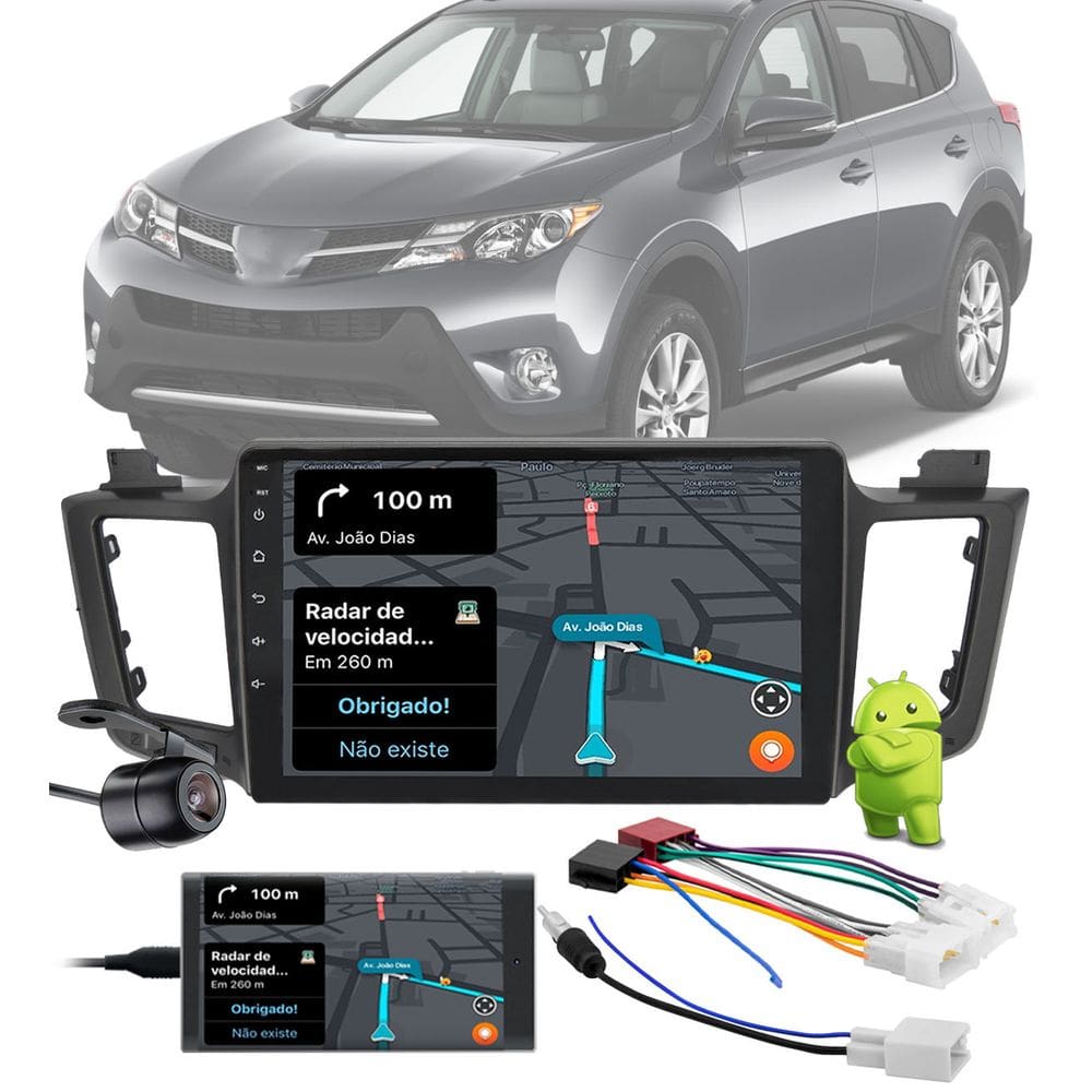 Multimídia 10" Polegadas Toyota Rav4 2012 até 2017 Android Bluetooth Espelhamento + Câmera de Ré + Chicotes