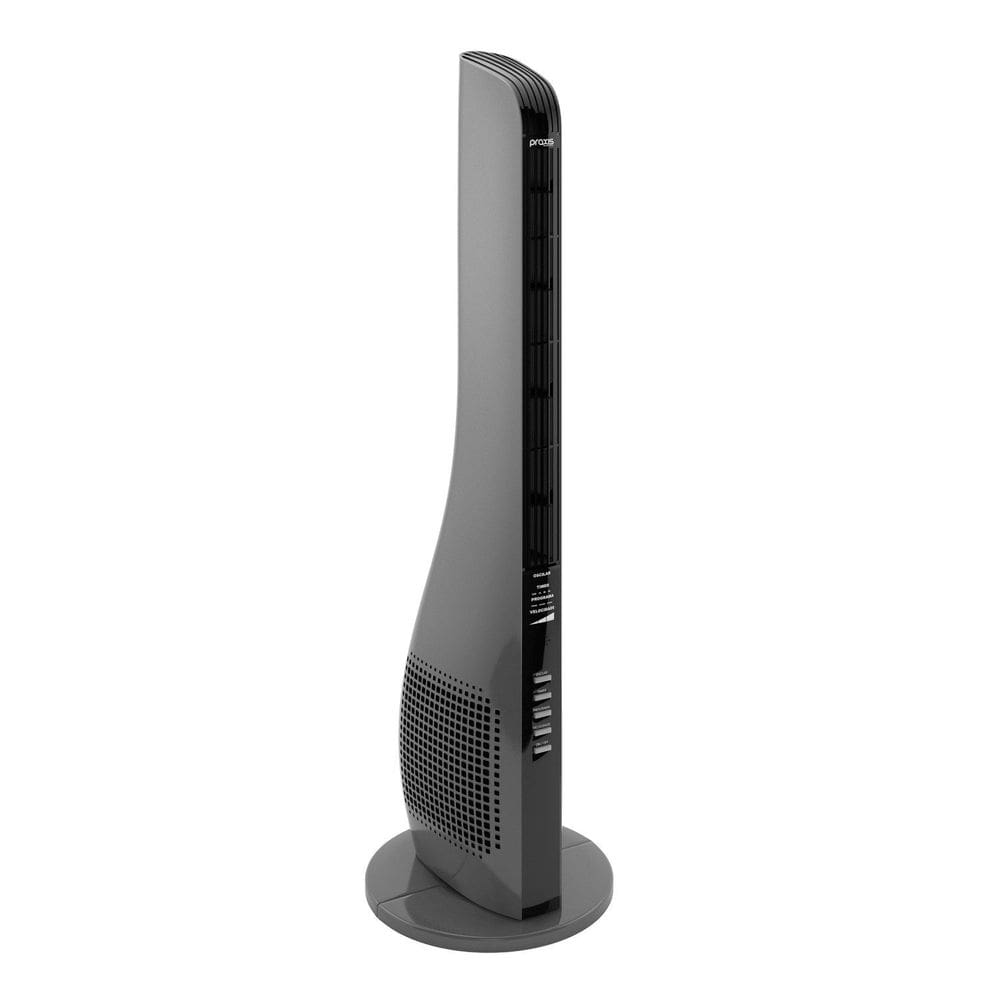 Ventilador torre 90cm silencioso Praxis 220v Cinza/Preto