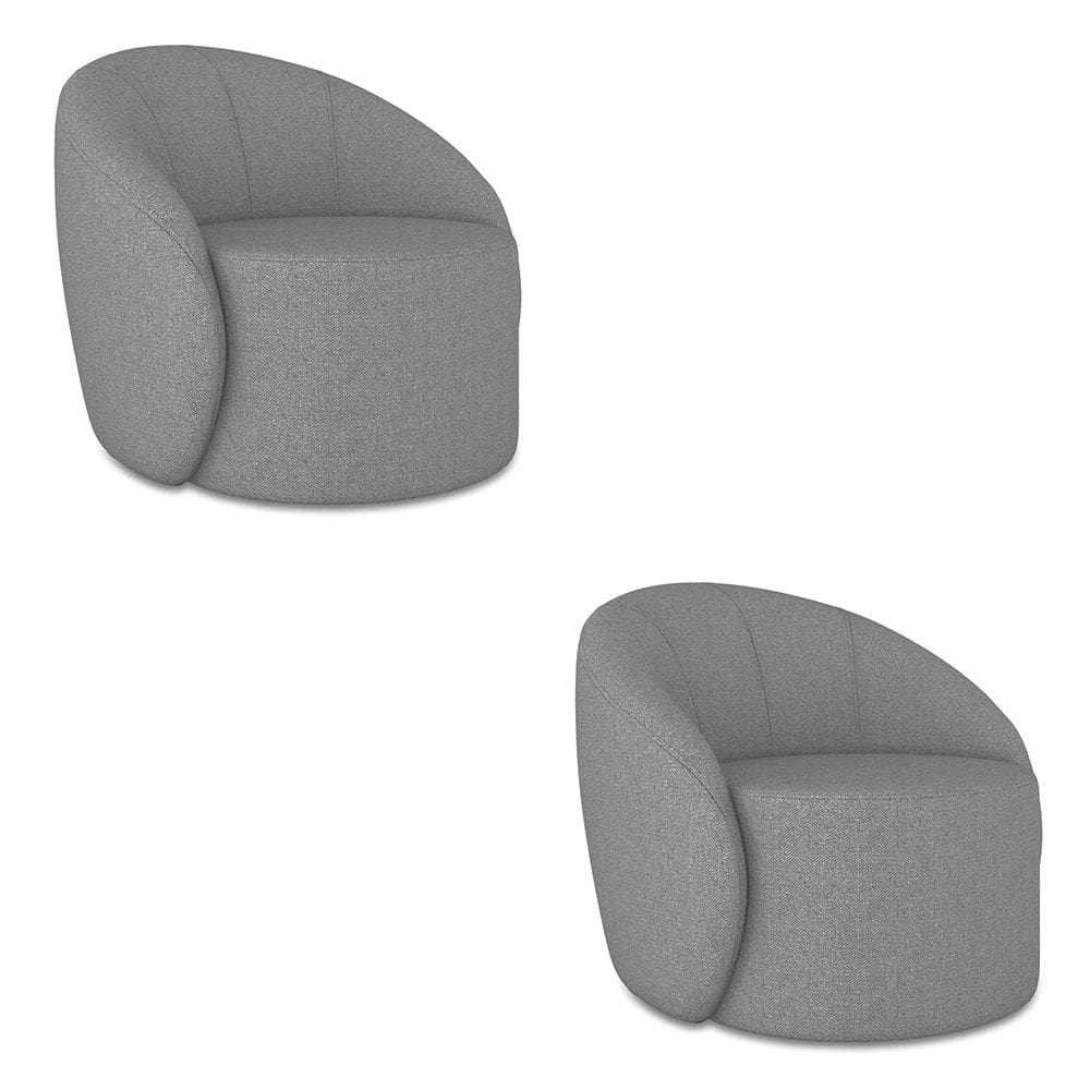 Poltrona Decorativa Orgânica Giratória Kit 2 Lua Linho D03 - D`Rossi