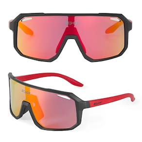 Óculos De Sol Para Ciclismo e Esportes Com Anti Reflexo e Proteção 400UV - Vermelho Com Preto SCVCN
