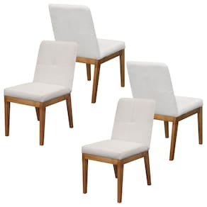 Kit 4 Cadeira Sala de Jantar Fernanda + Base Reforçada Madeira Bouclê - SOFA STORE