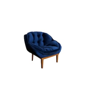 Poltrona Decorativa Sala Estar Recepção Marcela Veludo Azul Marinho - Montanaris Decor