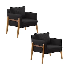 Kit 2 Poltronas Decorativa para Sala de Estar Orion Preto Preto/Preto