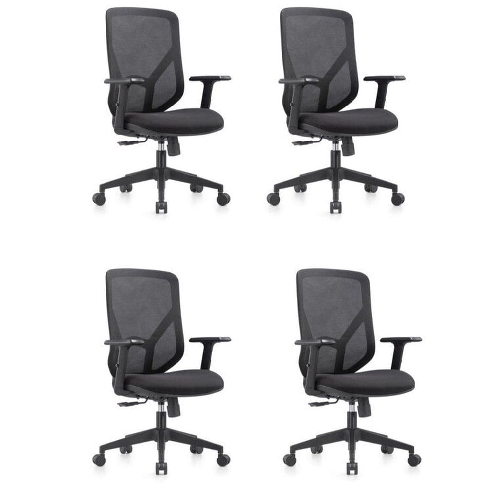 Conjunto 4 Cadeiras Alpha Giratórias Diretor com Braços Ajustáveis Preto