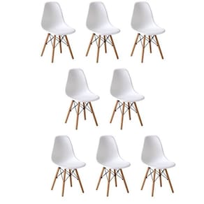 Conjunto 8 Cadeiras para Sala de Jantar/cozinha Eames Eiffel Dkr Branco