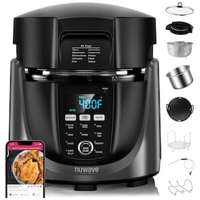 Fritadeira Elétrica Air Fryer e Panela de Pressão 450 em 1, 5,6 Litros com Sonda de Temperatura Digital e Tecnologia de Segurança