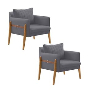 Kit 2 Poltronas Decorativa para Sala de Estar Orion Cinza Cinza/Cinza