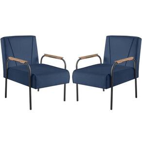Kit 2 Poltronas para Sala de Estar Apolo Estilo Contemporâneo Azul Marinho