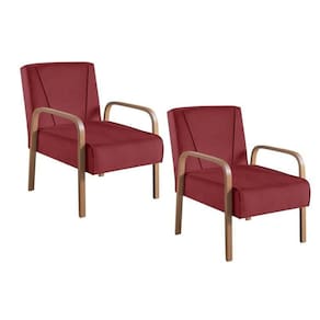 Kit 2 Poltronas para Sala de Estar Agata em Veludo Vermelho
