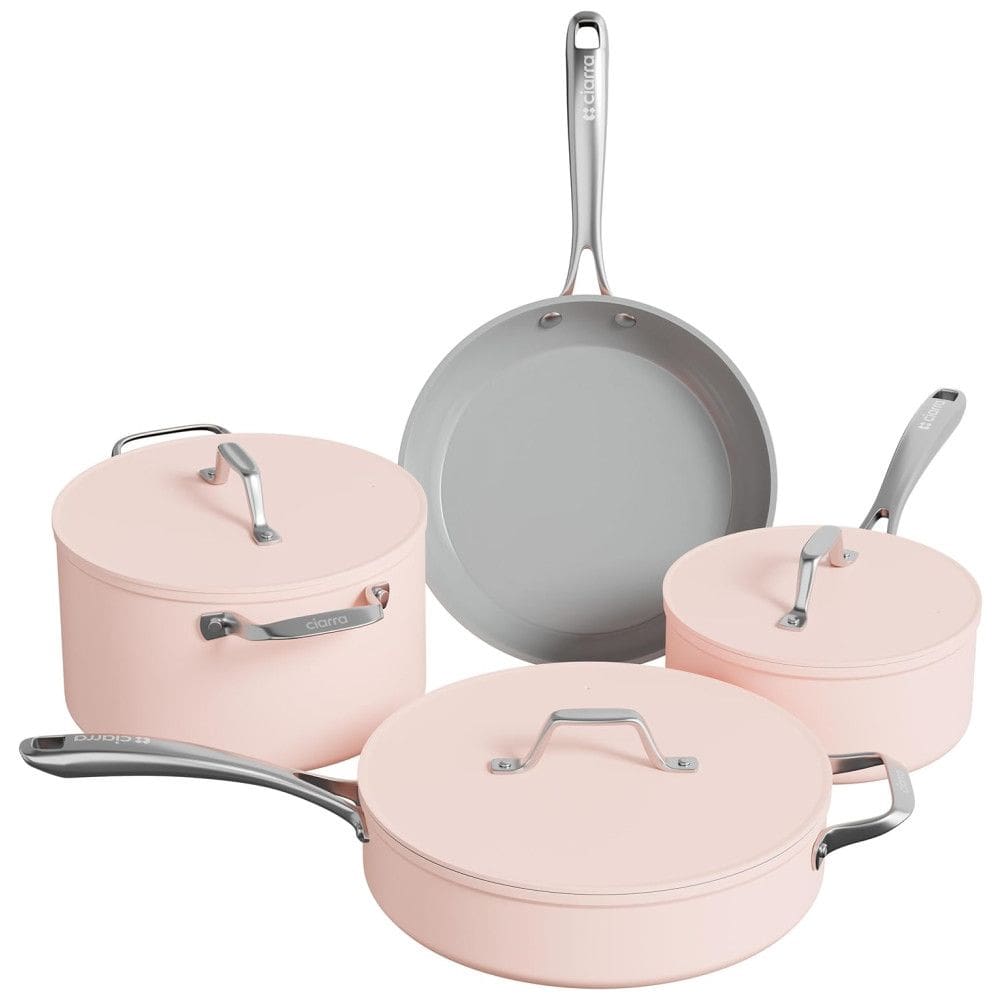 Conjunto de Panelas e Frigideiras Antiaderentes em Cerâmica 7 peças com Tampa, Não Tóxico, Sem PTFE e PFOA, Seguro e Compatível com Todos