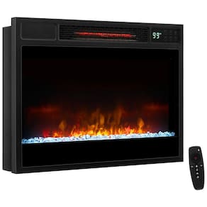 Lareira Elétrica de Embutir A45x63L cm com 6 Cores de Chama, 5 Opções de Brilho, Temporizador de 8H, Proteção Contra Superaquecimento e