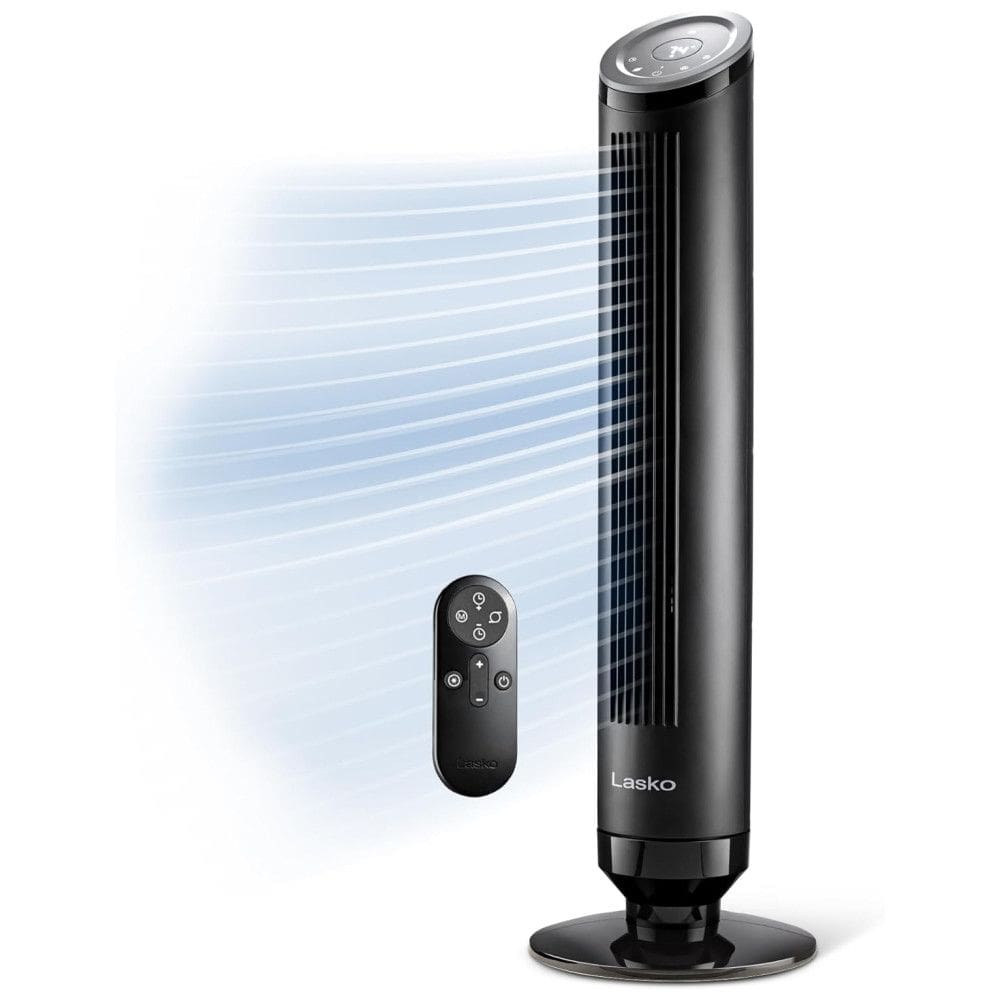 Ventilador de Torre, Estilo Moderno com Controle Remoto, Distância Máxima do Ar 8 Metros, 4 Velocidades, Temporizador de 24H e Oscilação de