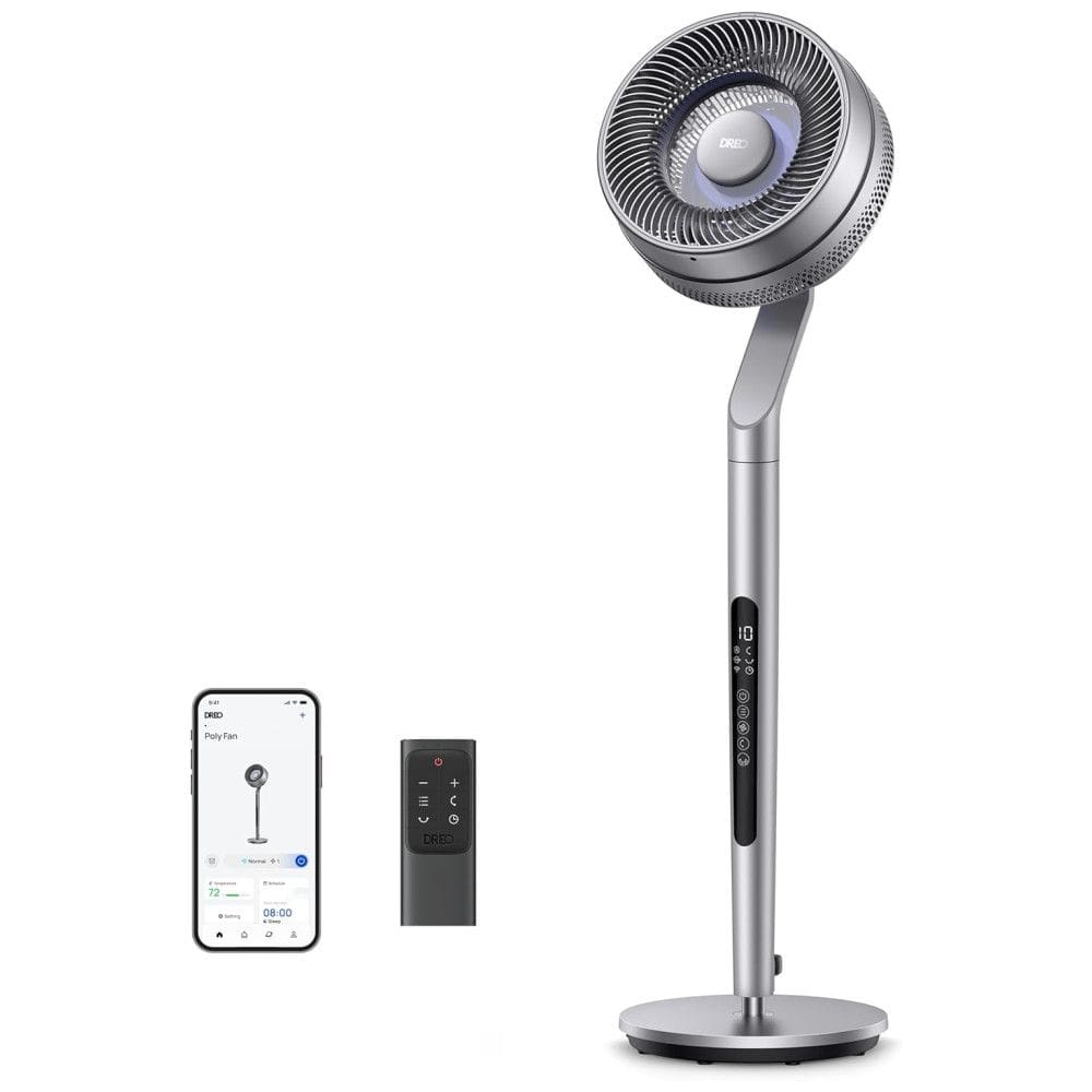 Ventilador Pedestal com 6 Modos, 10 Velocidades, Temporizador 12H, Omnidirecional de 120°+ 85°, Controle Remoto, Voz e APP, 110V 36W, Dreo