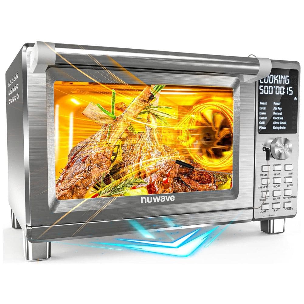 Forno Elétrico de Bancada em Aço Inoxidável 28L com 142 Predefinições, 3 Velocidades do Ventilador e Função Air Fryer, 110V 1800W, Nuwave