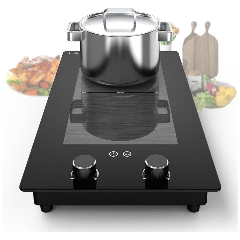 Cooktop Elétrico Portátil de Indução com 2 Bocas, Controle Giratório, 9 Níveis de Potência, Trava de Segurança e Temporizador, 110V 3000W,