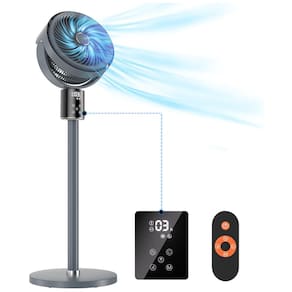 Ventilador Pedestal Digital com Altura Ajustável, Ultra Silencioso de 36-50 dB, 12 Velocidades, Temporizador 12H e Controle Remoto, 110V,