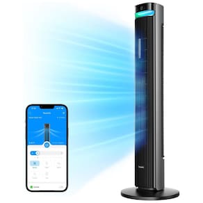 Ventilador de Torre, Estilo Moderno com Temporizador de 24H, Silencioso, 5 Modos, 12 Velocidades e Controle por APP ou Voz, 110V 48W,
