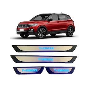 Soleira de Porta T-Cross TCross Aço Inox iluminada com Led Azul - KX3