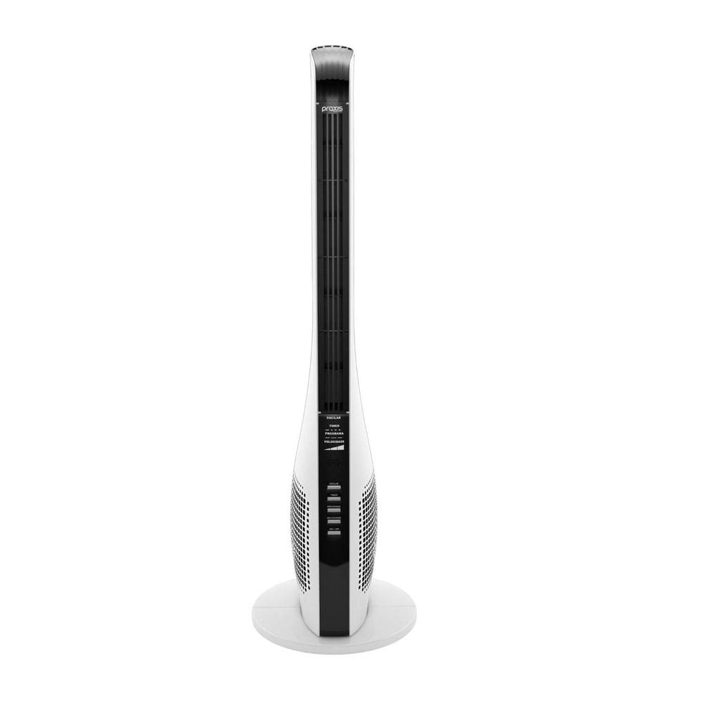 Ventilador torre 110cm silencioso Praxis 220v Branco e Preto