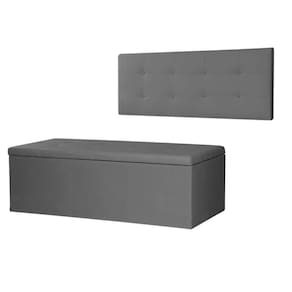 Kit Cabeceira Painel e Calçadeira Baú Casal King 1,95m Berlim Suede Cinza Dal Poz Estofados