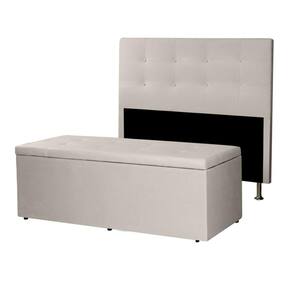 Kit Cabeceira e Calçadeira Baú Casal 1,40m Berlim Suede Bege Dal Poz Estofados