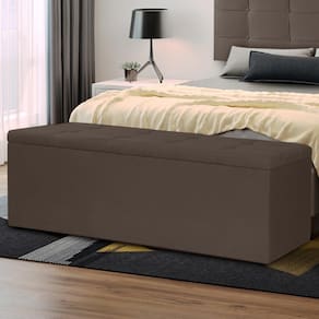 Calçadeira Baú Casal Queen 1,60m Roma Suede Marrom Dal Poz Estofados