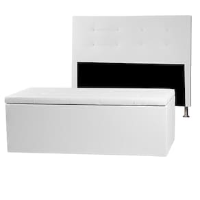 Kit Cabeceira e Calçadeira Baú Casal Queen 1,60m Berlim Material Sintético Branco Dal Poz Estofados