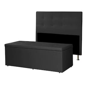 Kit Cabeceira e Calçadeira Baú Casal King 1,95m Berlim Suede Preto Dal Poz Estofados