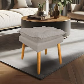 Puff Decorativo Opala Linho Cappuccino Pés Palito Dal Poz Estofados