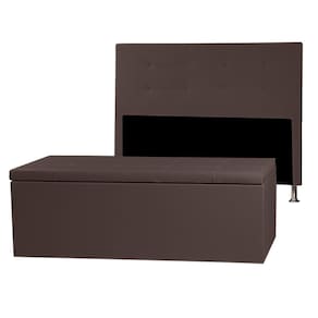 Kit Cabeceira e Calçadeira Baú Casal King 1,95m Berlim Material Sintético Marrom Dal Poz Estofados