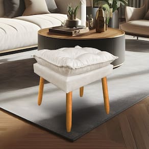 Puff Decorativo Opala Suede Bege Pés Palito Dal Poz Estofados