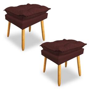 Kit 2 Puffs Decorativo Opala Suede Marsala Pés Palito Dal Poz Estofados