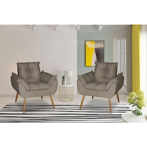 Kit 2 Poltronas Opala Decorativa Suede Capuccino Dal Poz Estofados