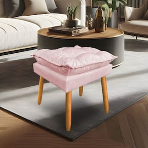 Puff Decorativo Opala Suede Rosa Bebê Pés Palito Dal Poz Estofados
