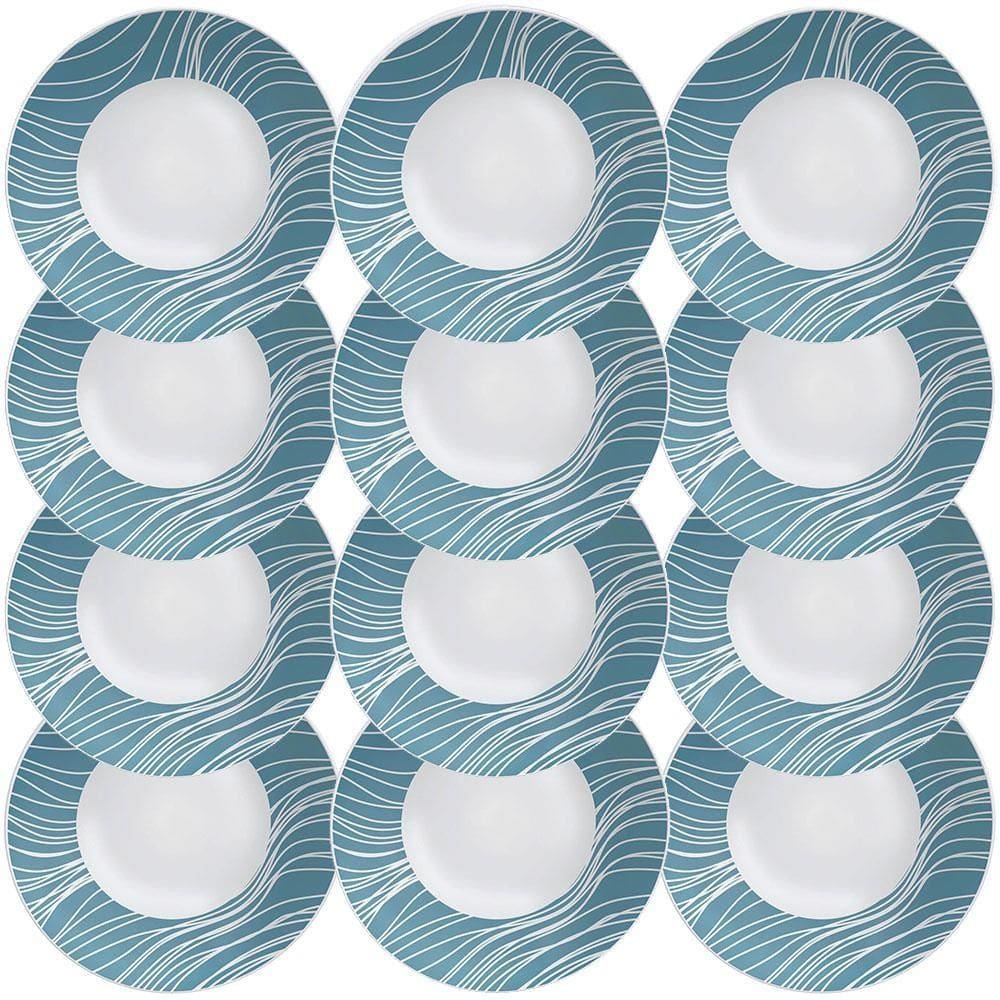 12 Pratos Sobremesa Tramontina Clarice em Porcelana Decorada 19 cm 96011706