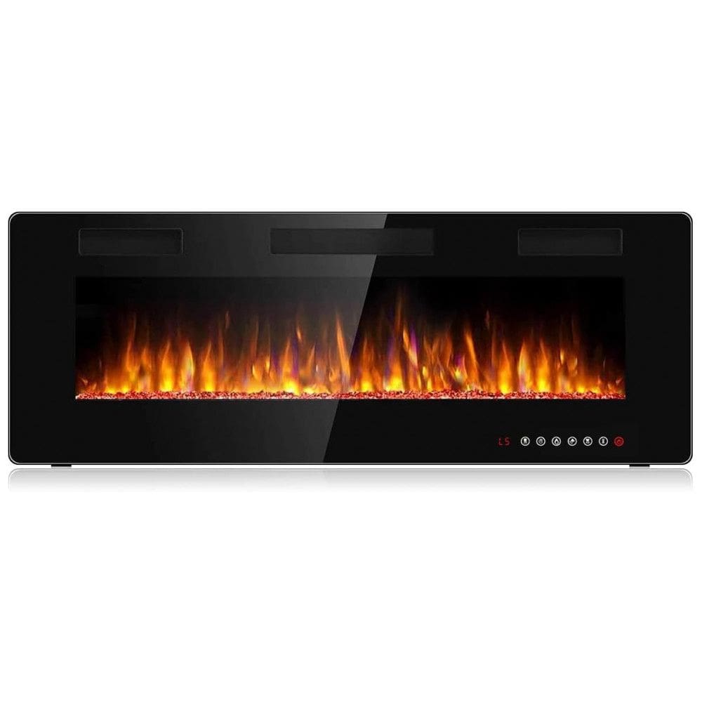 Lareira Elétrica de Embutir A45x127L com Controle Remoto e Digital, Luz LED, Chama Ajustável e Temporizador, 10W, 110v, BOSSIN 50 inch
