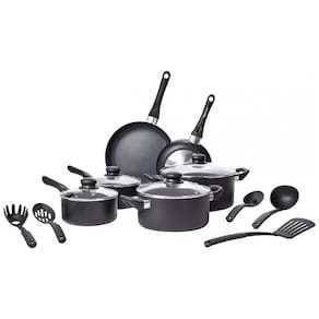 Conjunto de Panelas Antiaderentes e Utensílios, 15 Peças, LFFP16027, Preto