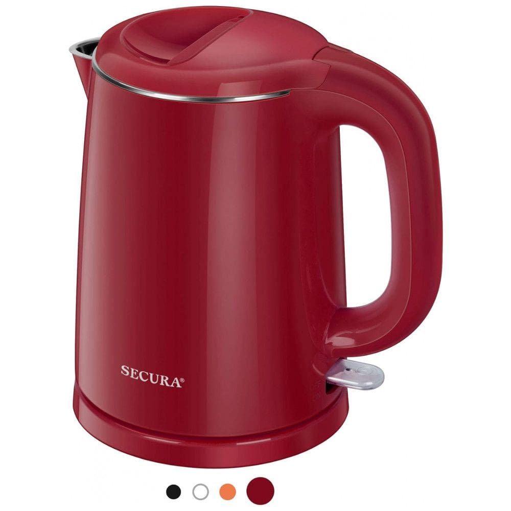 Chaleira Elétrica 1L em Aço Inoxidável com Desligamento Automático e Proteção Contra Fervura, 110v, SECURA SWK 1001DR, Vermelho