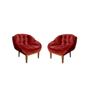 Kit 02 Poltronas Decorativa Sala Estar Recepção Marcela Veludo Vermelho - Montanaris Decor