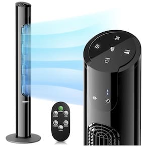 mollie Ventilador de torre silenciosa oscilante com controle remoto 8 velocidades temporizador 12H Tela LED portátil Circulador de ar