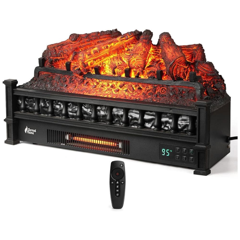 Lareira Elétrica Ecológica 26" 66cm com Controle Remoto, Toras de Pinho Realista, Cores de Chama Ajustáveis e Temporizador, 110V 1500W,
