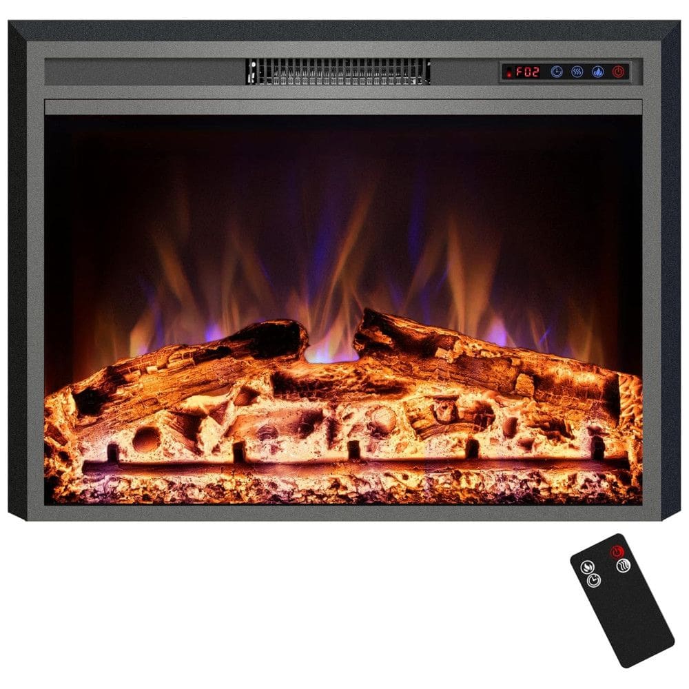Lareira Elétrica de Embutir A63x77L cm com Controle Remoto, 3 Cores de Chama, Temporizador e Proteção Contra Superaquecimento, 110V 1500W,