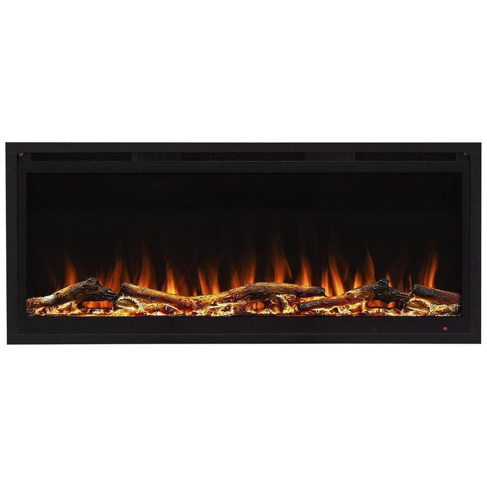 Lareira Elétrica de Embutir A43x101L cm com Chamas Multicoloridas, Controle Remoto, Conjunto de Toras de Fogo Falso e Cristais, 110V 1500W,