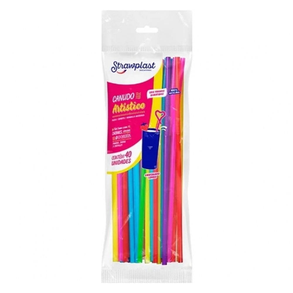 Canudo Artístico Flex Strawplast 40un