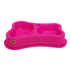 Comedouro Bebedouro Automático Duplo Osso Rosa 460x300mL