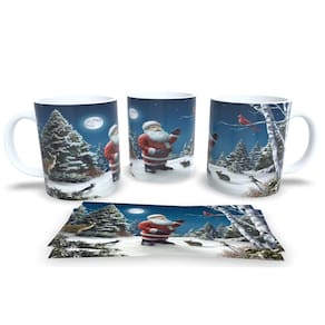 Caneca de Porcelana Branca Personalizada Coleçaõ Natal Papai Noel