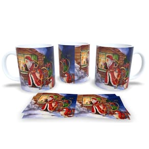 Caneca de Porcelana Branca Personalizada Natalina Papai Noel