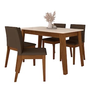 Mesa Com 4 Cadeiras 1,36 Austin Freijó/off Premium/marrom - M.a