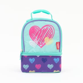 Bolsa Térmica Infantil Thermos Corações Coloridos Azul-claro