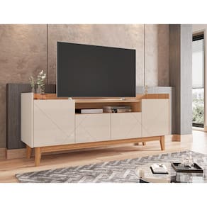 Rack Adria 4 Portas para Tv até 60 Polegadas OffWhite com Noce - Rede Móveis